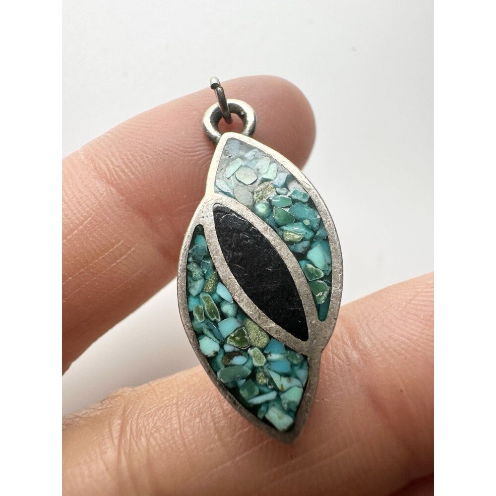 Native American Sterling Silver Turquoise Eye Charm Pendant